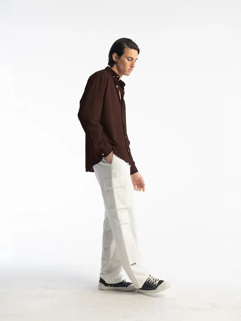 Giesto Mocha Brown GIESTO Oversized Button-Up Long Sleeve Shirt for Men | Best Price UAE